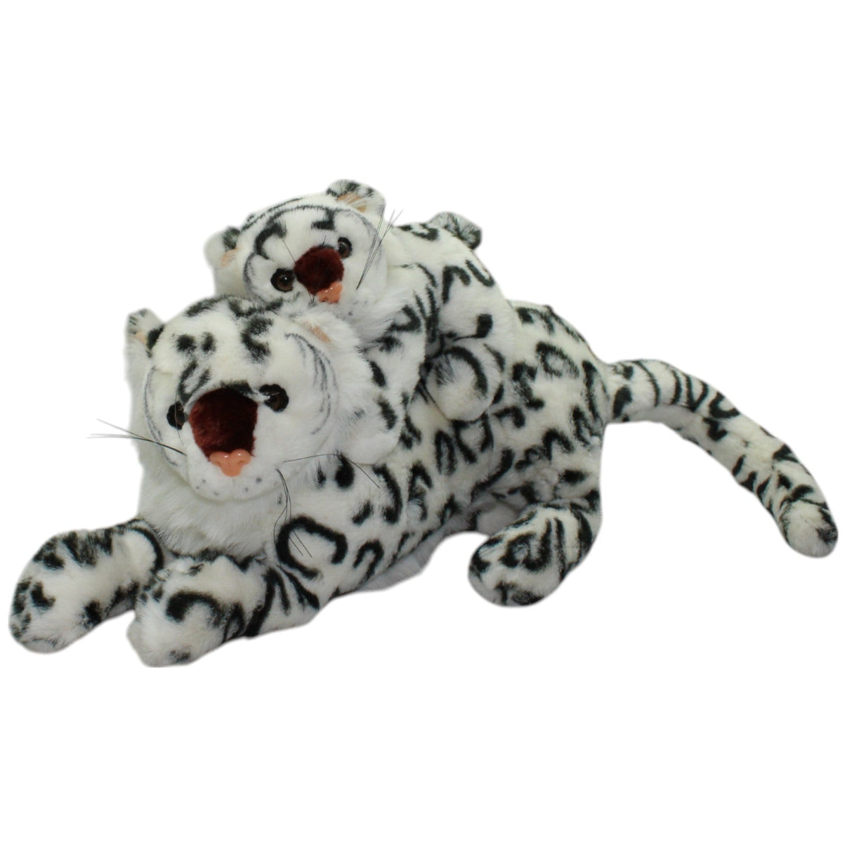 123000016315 Uni - Toys XXl Schneeleopard mit Baby Kuscheltier Kumpel Leo _Vintage_ Gebraucht Raubkatze