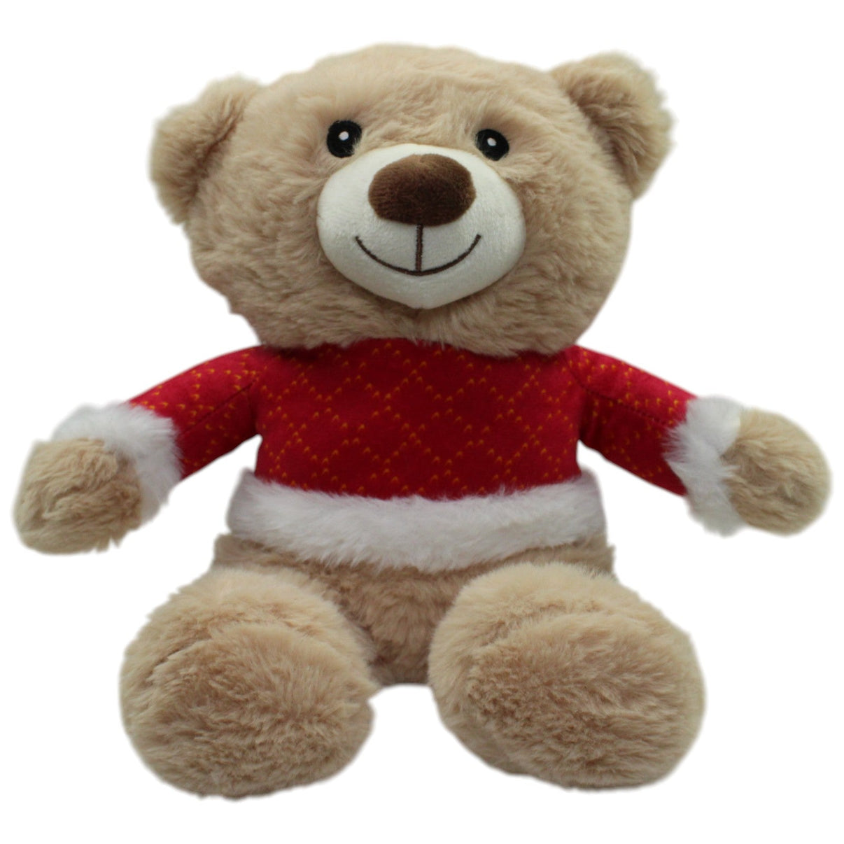 123000016373 ZD Trading Action, Süßer Teddybär mit rotem Pullover Kuscheltier Kumpel Leo Gebraucht Teddy Teddybär
