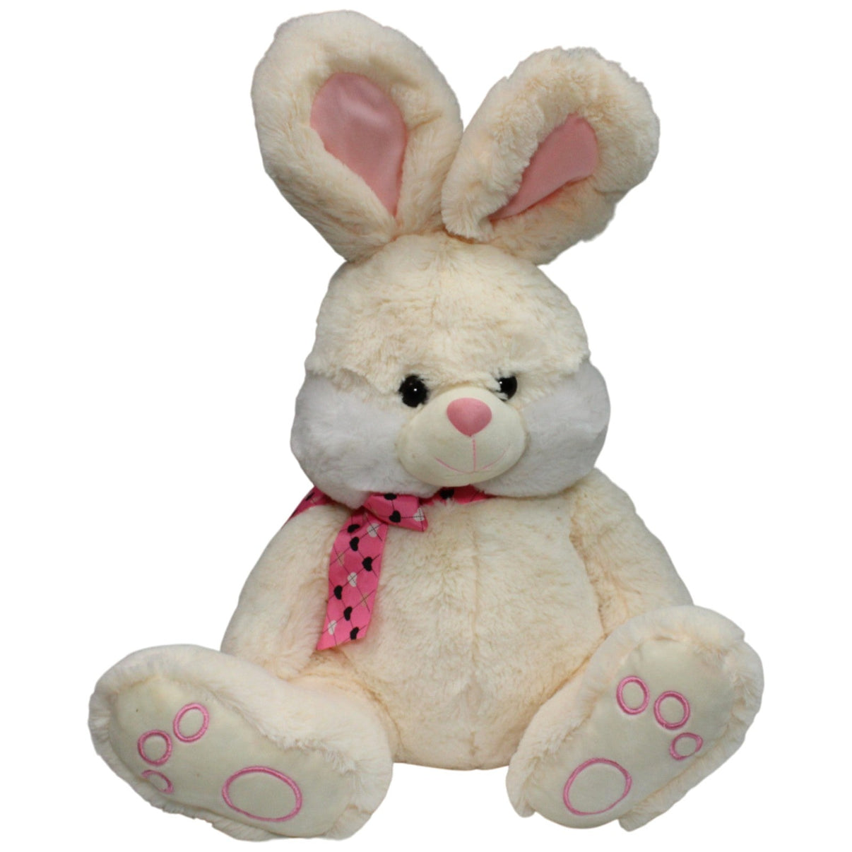 123000016766 Unbekannt Beiger XL Hase mit pinker Schleife Kuscheltier Kumpel Leo 53cm Beige Gebraucht