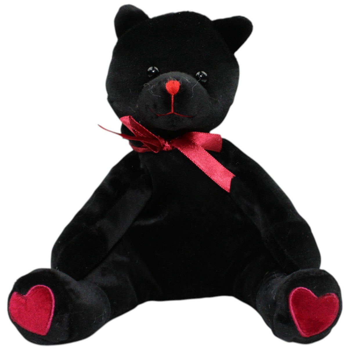 123000016826 GMA Accessories Süße schwarze Katze mit roten Herzen Kuscheltier Kumpel Leo 18cm 1999 _Vintage_