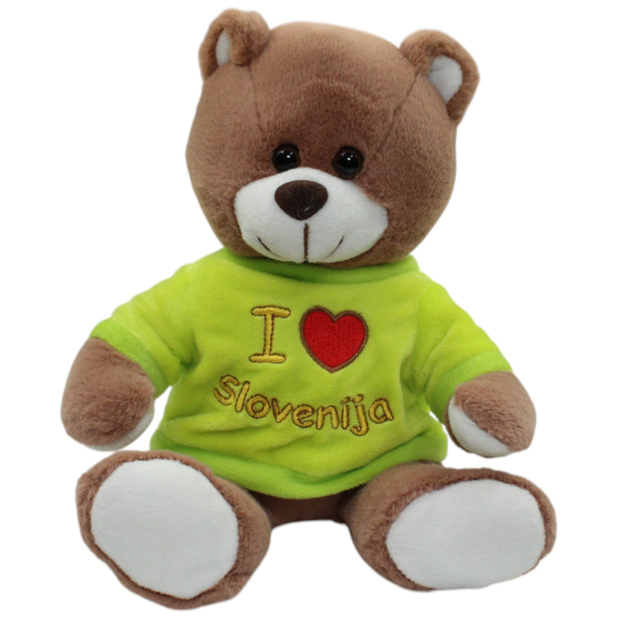 123000016859 UNIKA Brauner Teddy mit Shirt "I Love Slovenija" Kuscheltier Kumpel Leo 22cm Braun Gebraucht