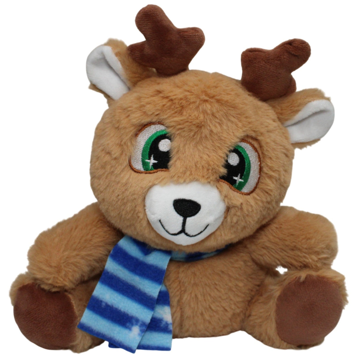 123000016896 Jutrzenka Dobre Miasto Sp. z o.o. Rentier mit blau - gestreiftem Schal Kuscheltier Kumpel Leo 25cm Blau Gebraucht