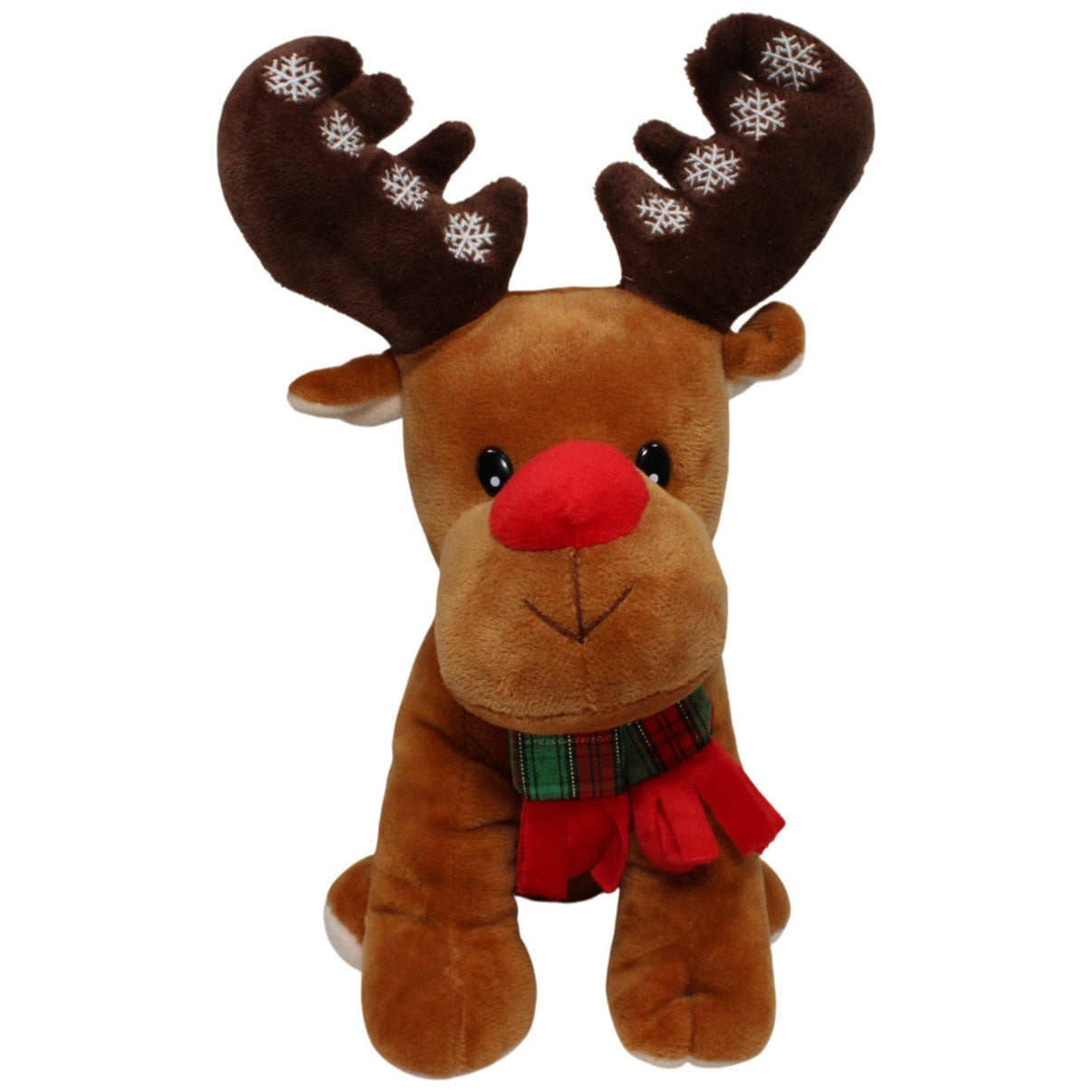 123000016915 Unbekannt Rentier mit roter Nase und Schneeflocken auf Geweih Kuscheltier Kumpel Leo 27cm Braun Gebraucht