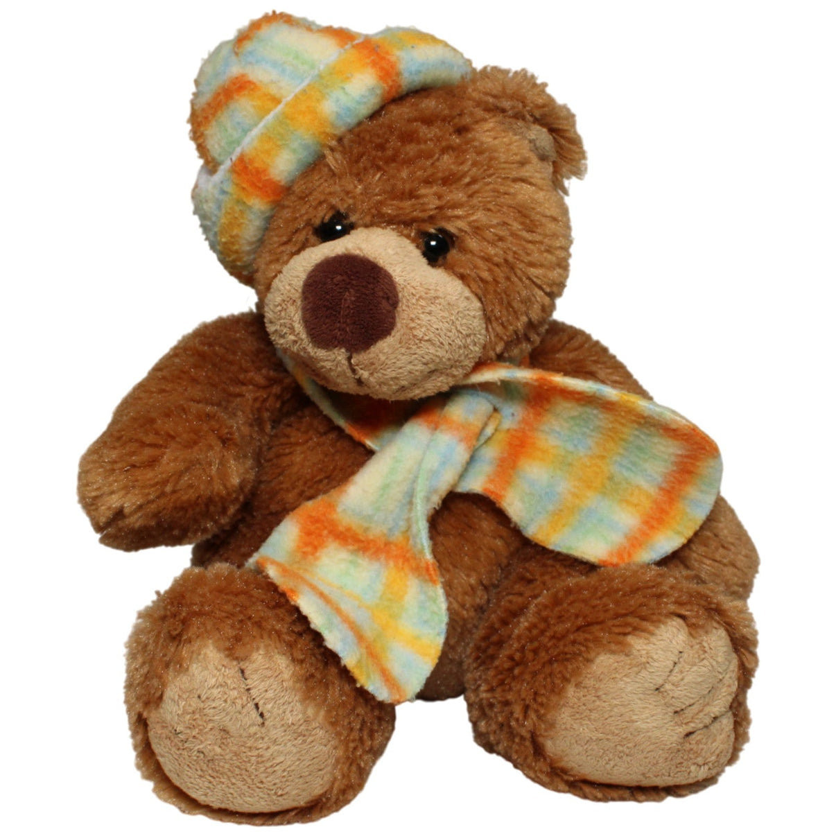 123000016921 Althans Club Süßer Teddybär mit karierter Mütze und Schal Kuscheltier Kumpel Leo 27cm Braun Gebraucht