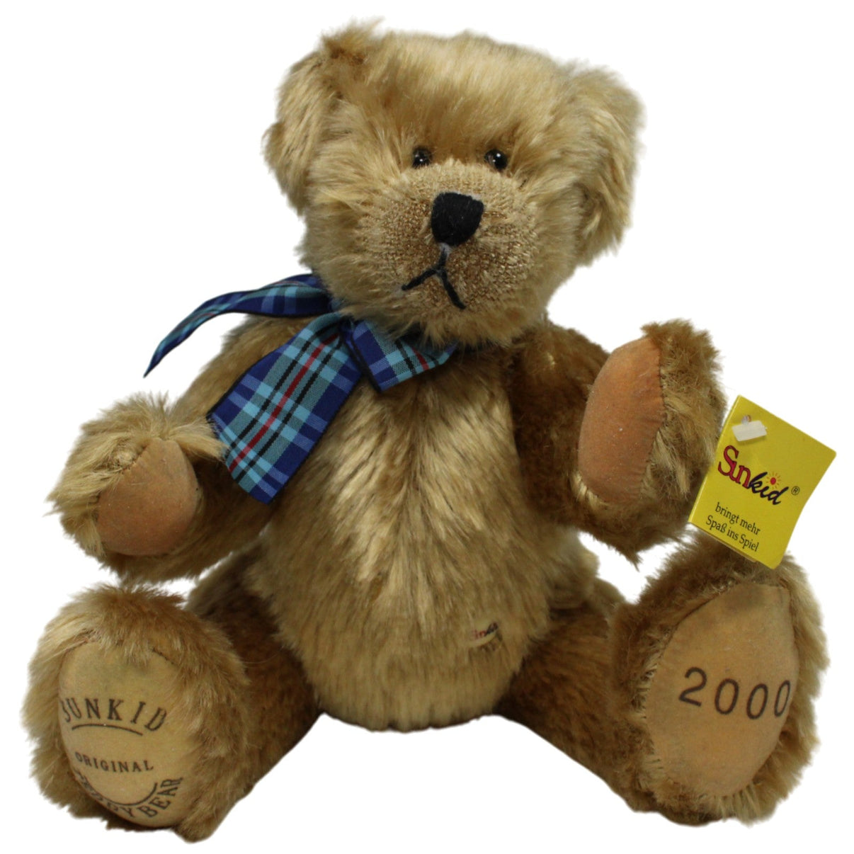 123000016922 Sunkid Teddybär mit beweglichen Gliedern & blauer Schleife Kuscheltier Kumpel Leo 30cm Beige Blau