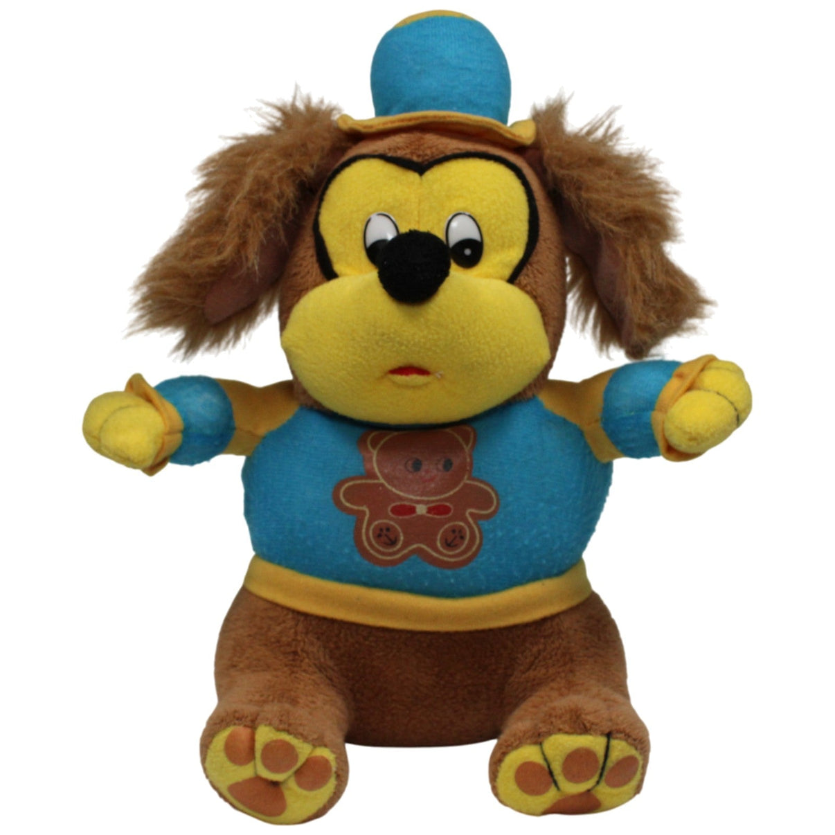 123000016983 Unbekannt Süßer Hund mit blauem Hut und Kleidung Kuscheltier Kumpel Leo 27cm Blau Braun