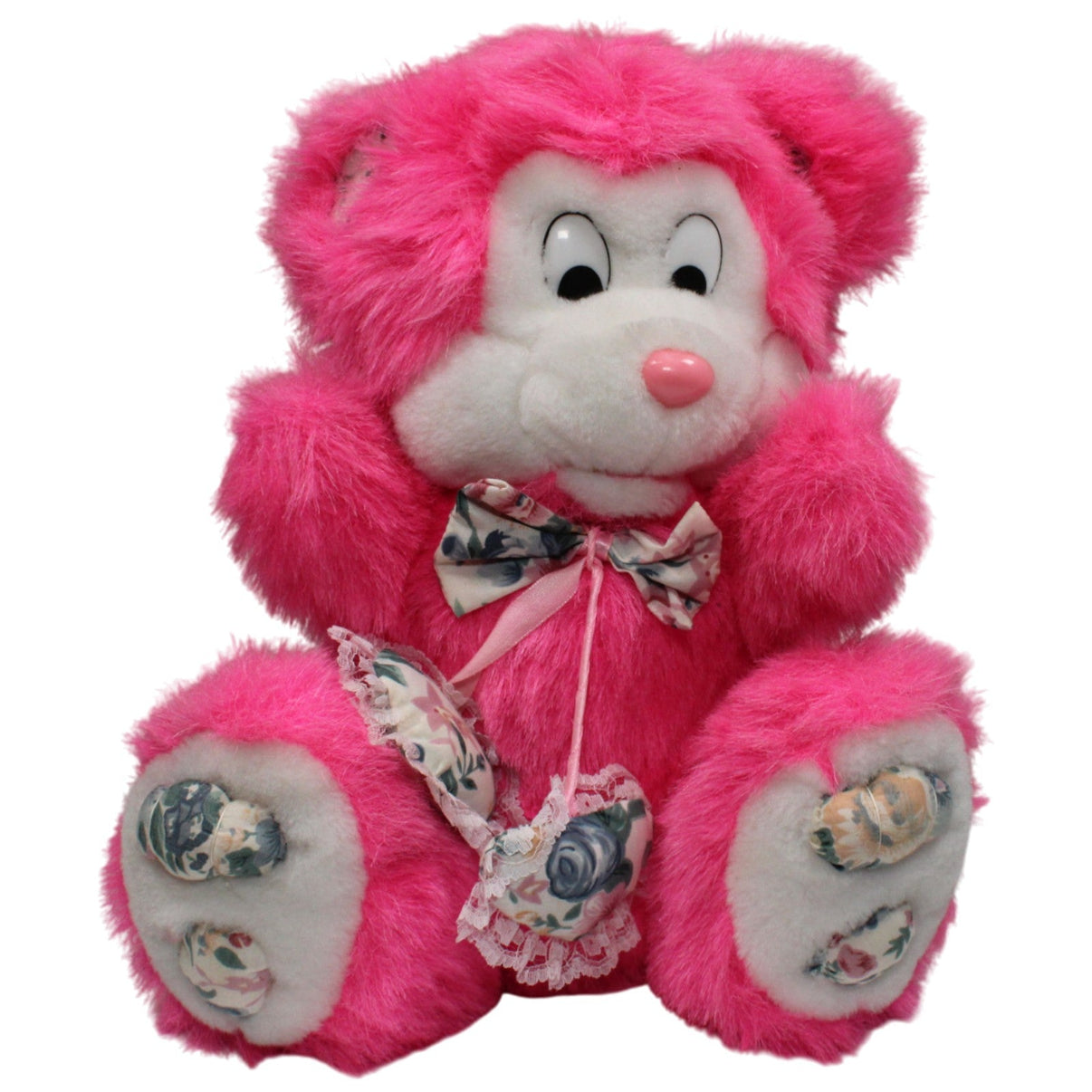 123000016990 Sandy Schöner pinker Bär mit Blumen - Muster Kuscheltier Kumpel Leo 30cm Gebraucht Kuscheltier