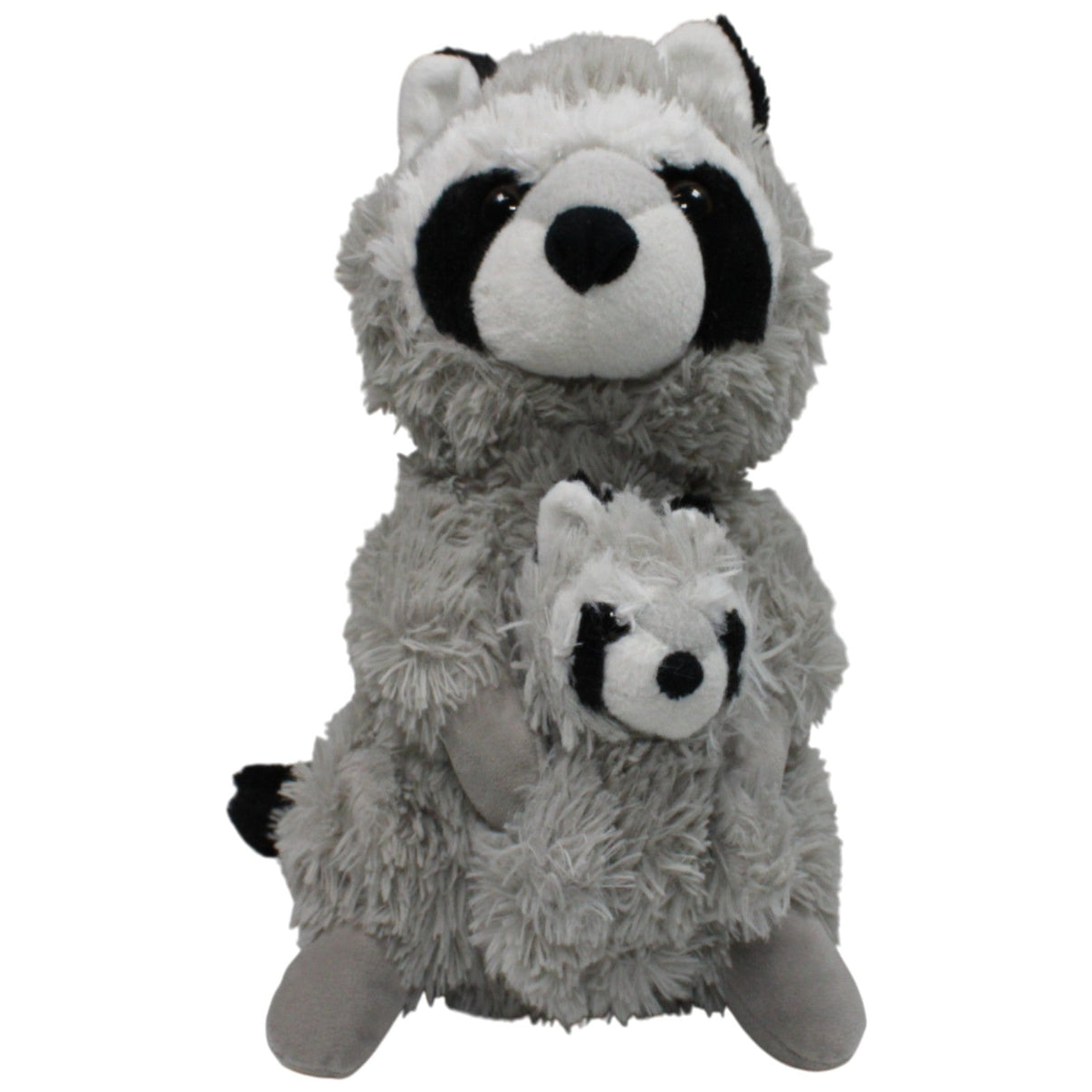 123000016995 Unbekannt Waschbär mit Baby Kuscheltier Kumpel Leo 33cm Gebraucht Grau