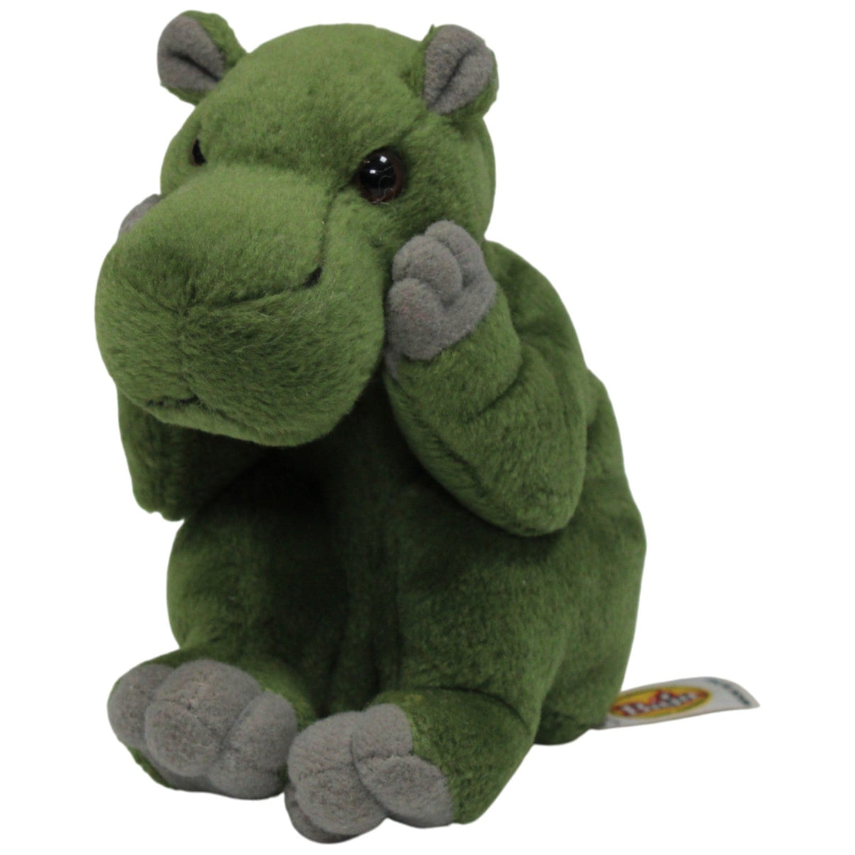 123000017023 Baja Nachdenkliches grünes Nilpferd Kuscheltier Kumpel Leo 12cm Gebraucht Grau