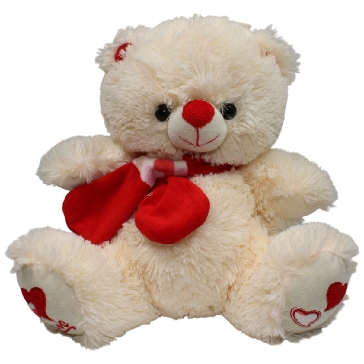 123000017029 SUN - DAY Großer beiger Teddybär mit "Love" am Fuß Kuscheltier - Kissen Kumpel Leo 30cm Beige Einzigartiges Produkt