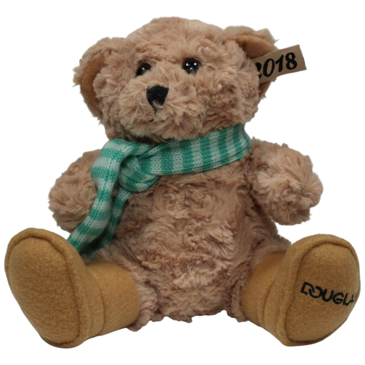 123000017031 Douglas Teddybär mit gestreiftem Schal, 2018 Kuscheltier Kumpel Leo 20cm Beige Blau
