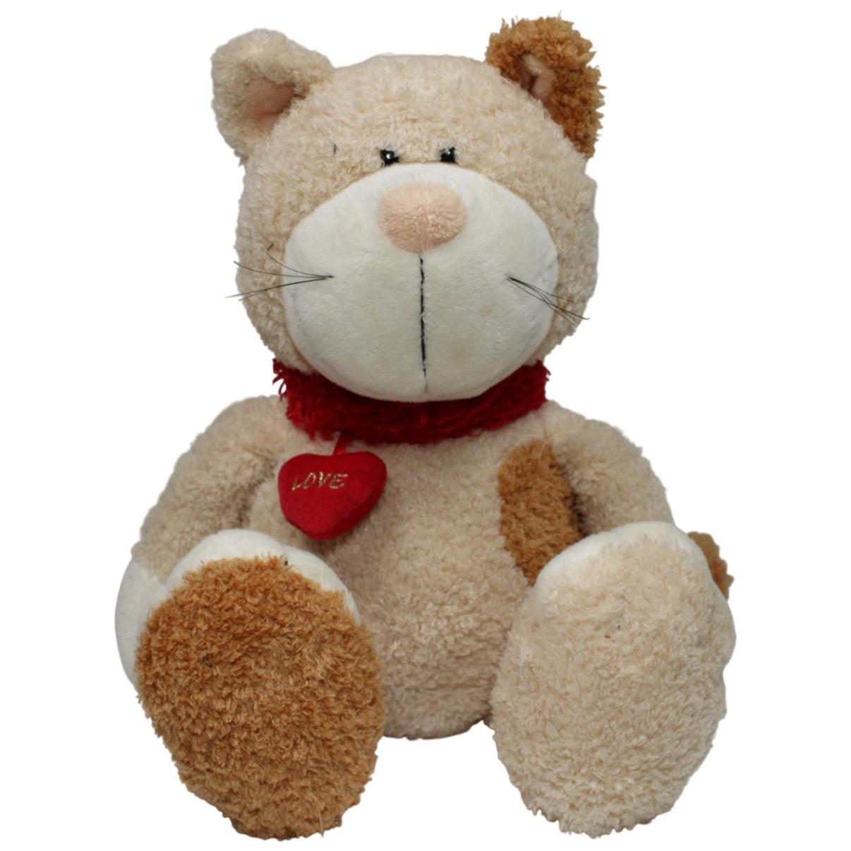 123000017127 NICI Katze mit rotem Halsband mit Herz "Love" Kuscheltier Kumpel Leo 36cm Beige Braun