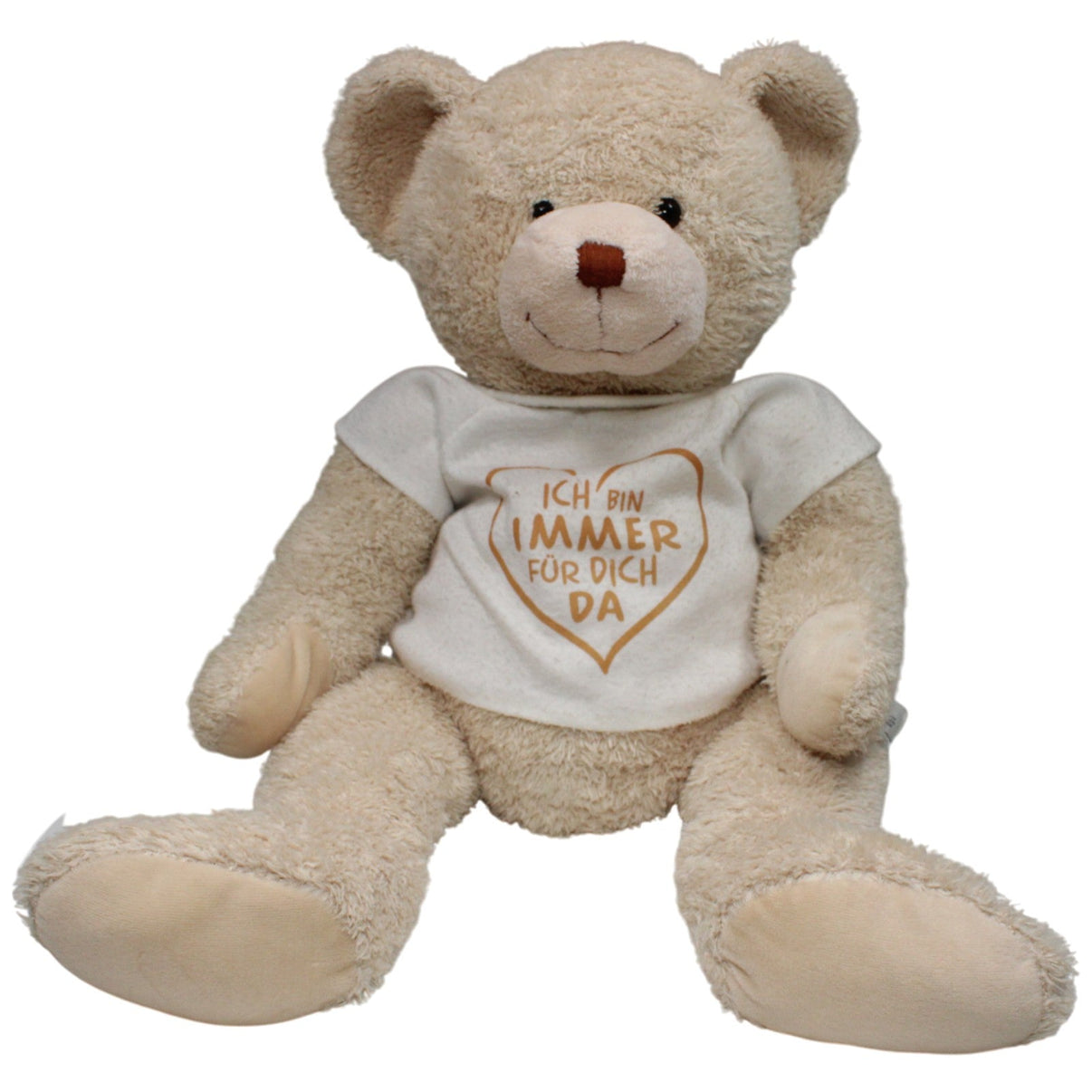 123000017262 Sunkid XL Schutzengel Teddybär mit Shirt "ICH BIN IMMER FÜR DICH DA" Kuscheltier Kumpel Leo 55cm Beige Gebraucht