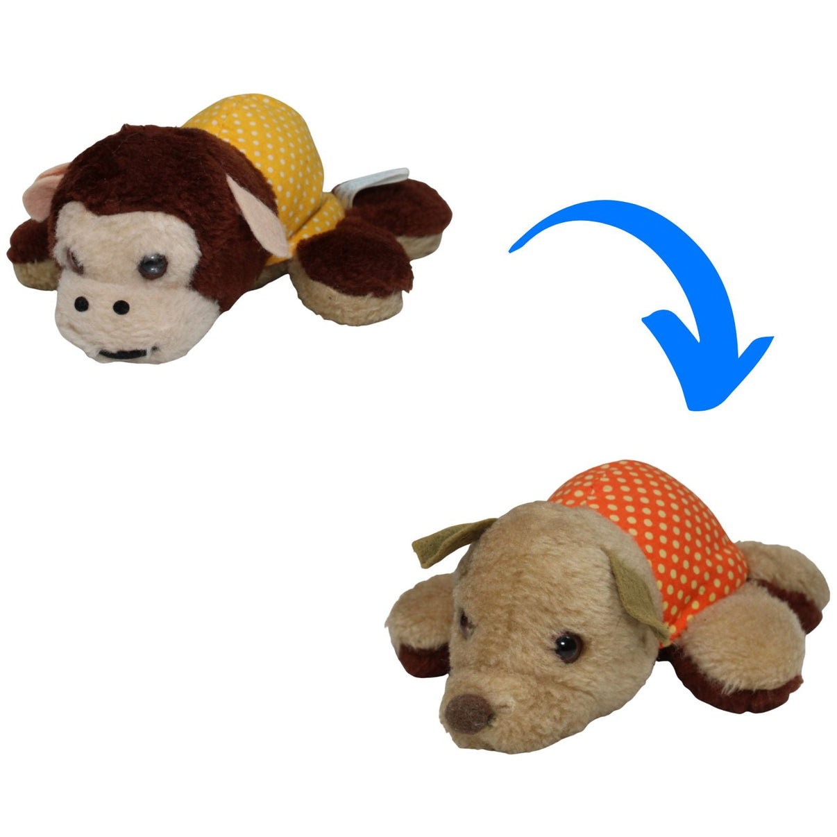 123000017275 Amtoys Flip Flops, Wendetier Hund/Affe Kuscheltier Kumpel Leo 17cm _Vintage_ Beige