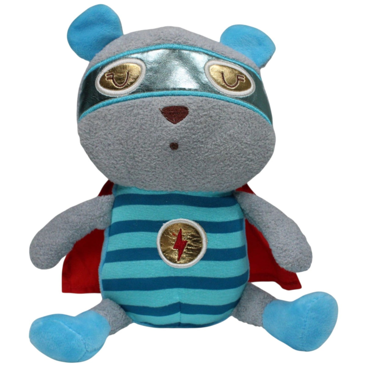 123000017277 Søstrene Grenes Grauer Superhelden Teddybär Kuscheltier Kumpel Leo 27cm Blau Gebraucht