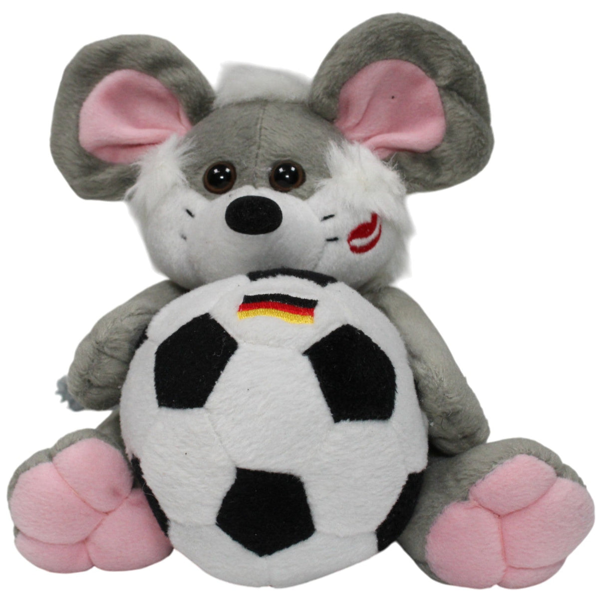123000017323 Rainbow Elch Maus Ravel mit Deutschland Fußball Kuscheltier Kumpel Leo 25cm Gebraucht Grau