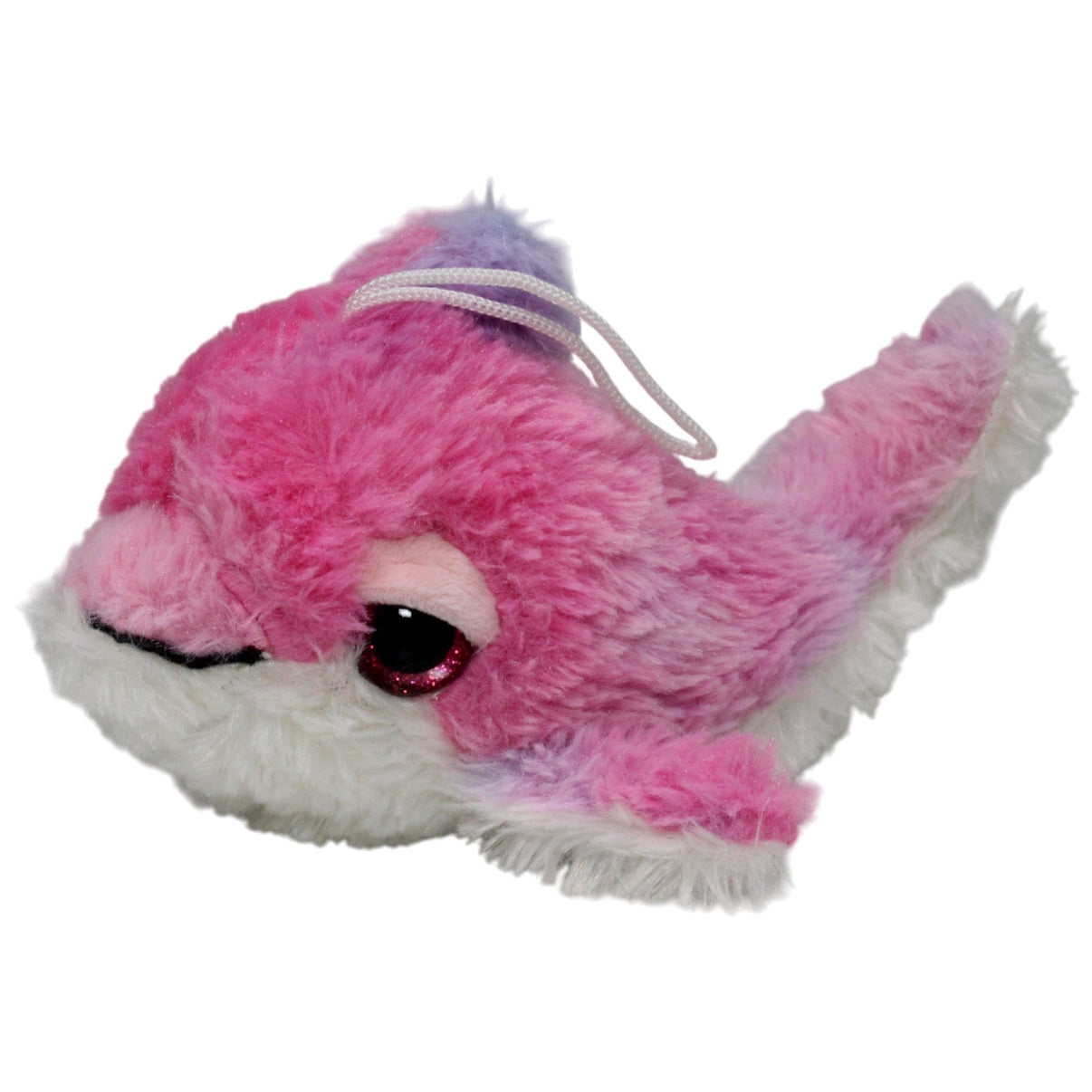 123000017343 Unbekannt Flauschiger rosa Delfin mit Glitzeraugen Kuscheltier Kumpel Leo 20cm Gebraucht Kuscheltier