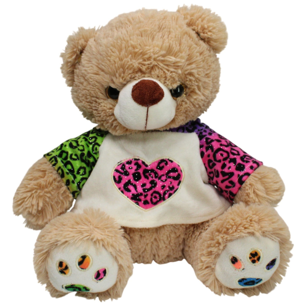 123000017413 FLOTI Flos Toys, beiger Teddy mit Leoparden - Pullover Kuscheltier Kumpel Leo 33cm Gebraucht Kuscheltier
