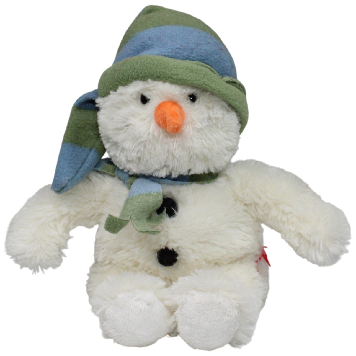 123000017486 Russ Berrie Schneemann Cole mit Schal & Mütze Plüschfigur Kumpel Leo 27cm _Vintage_ Blau