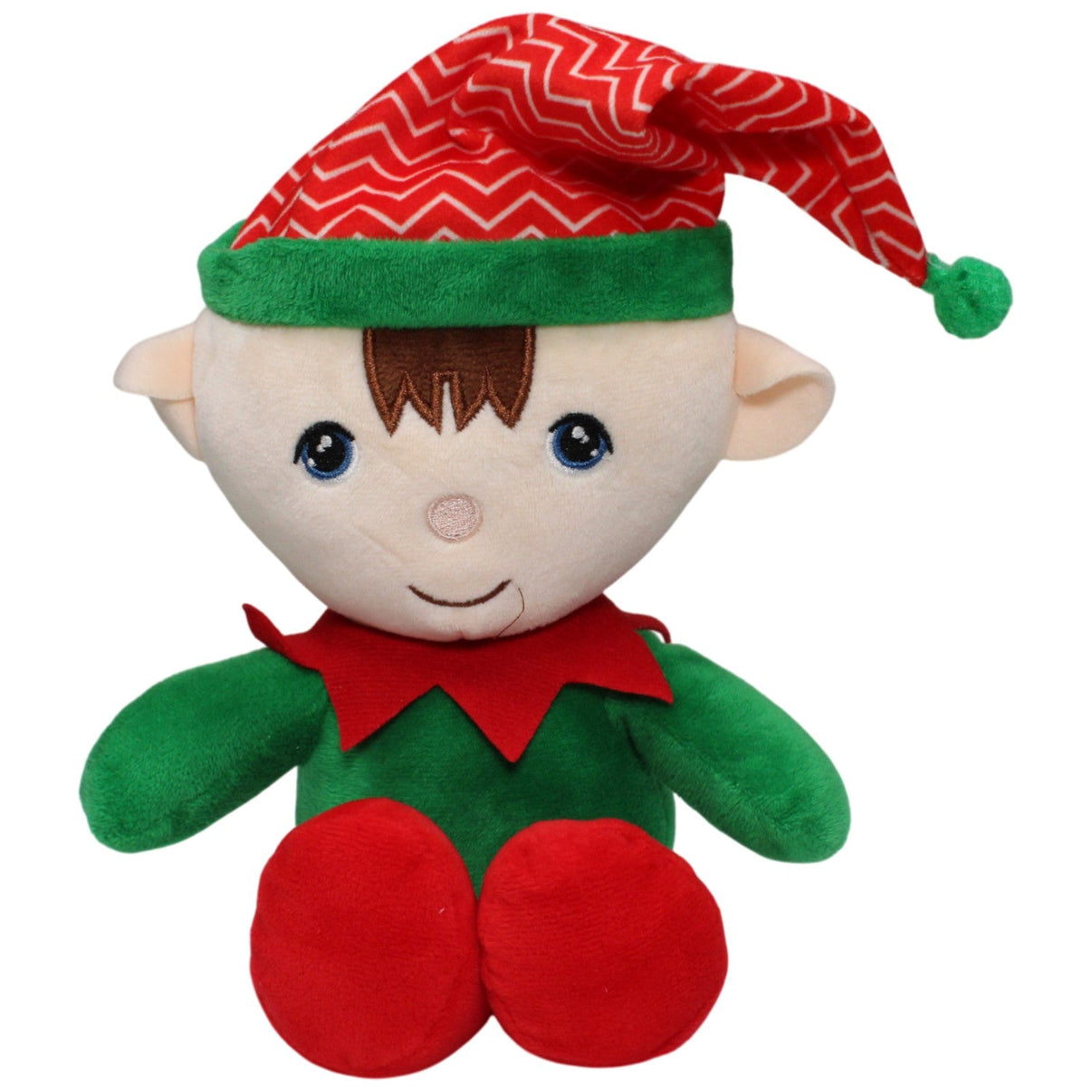 123000017488 Jutrzenka Dobre Miasto Weihnachtself mit Zipfelmütze, grün - rot Plüschfigur Kumpel Leo 30cm Beige Gebraucht