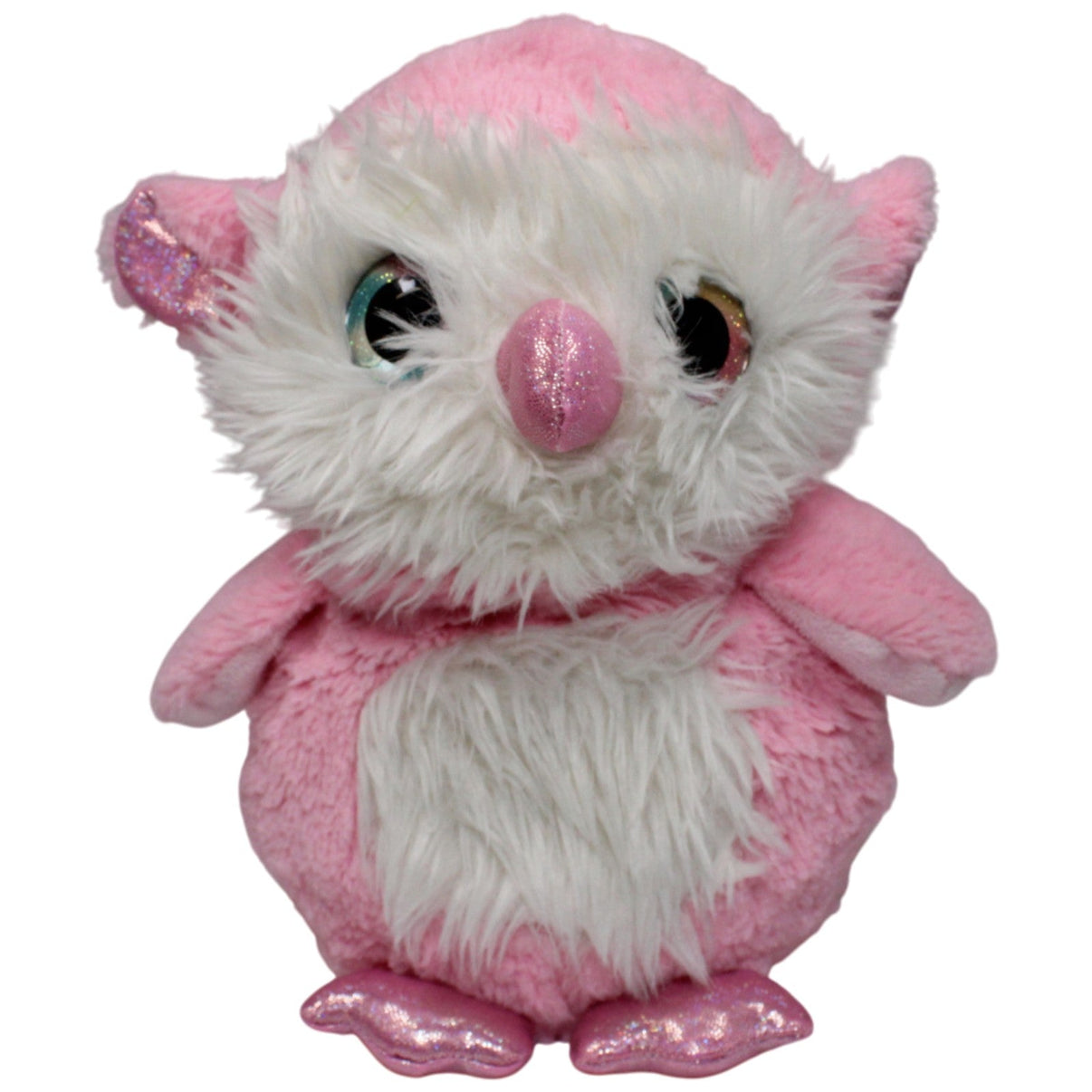 123000017494 Unbekannt Rosa Eule mit Regenbogen - Glitzer Augen Kuscheltier Kumpel Leo 24cm Gebraucht Kuscheltier