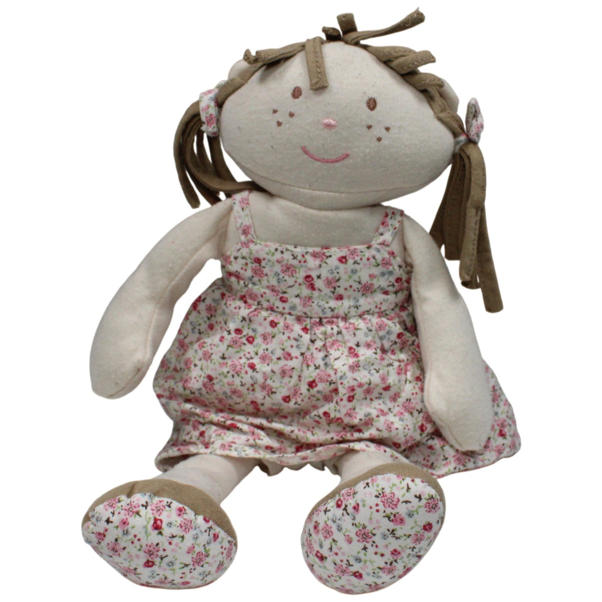 123000017500 Mamas & Papas Schlenker Mädchen mit Blumenkleid, groß Puppe Kumpel Leo 35cm Beige Gebraucht