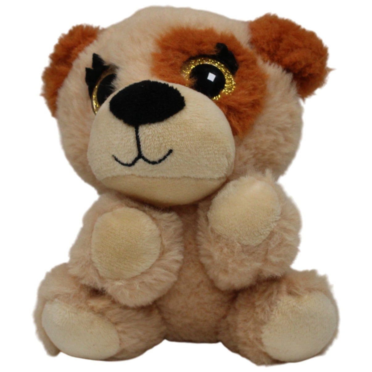 123000017544 Happy People Süßer Hund mit Glitzer - Augen Kuscheltier Kumpel Leo 18cm Beige Braun