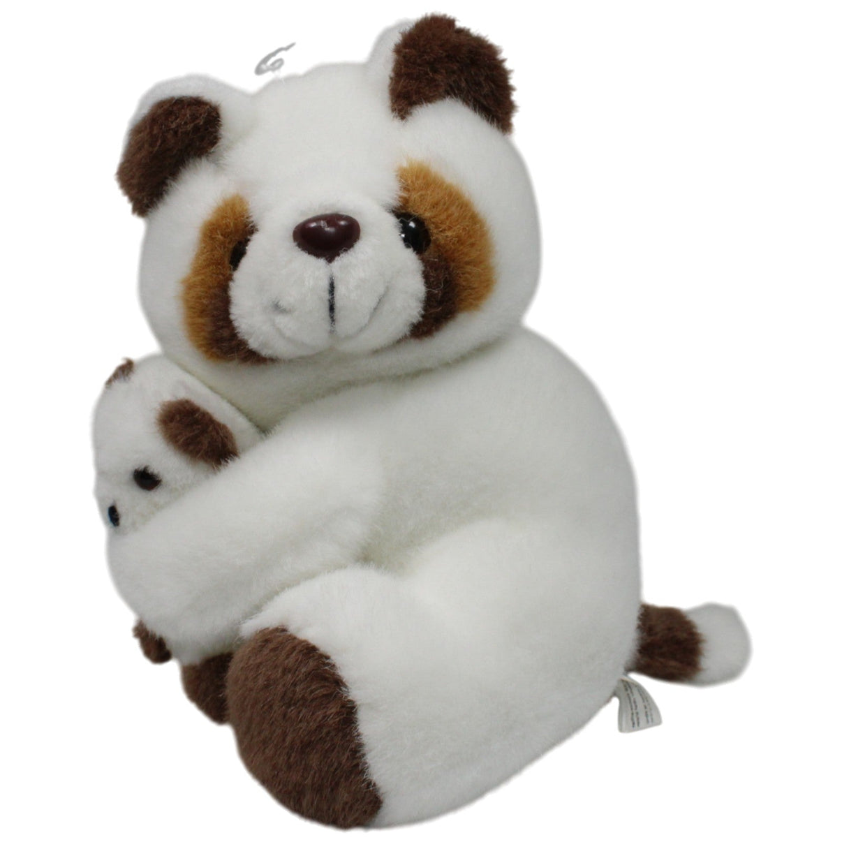 123000017546 Happy People Plüschel, weißer Panda mit Baby Kuscheltier Kumpel Leo 25cm _Vintage_ Braun