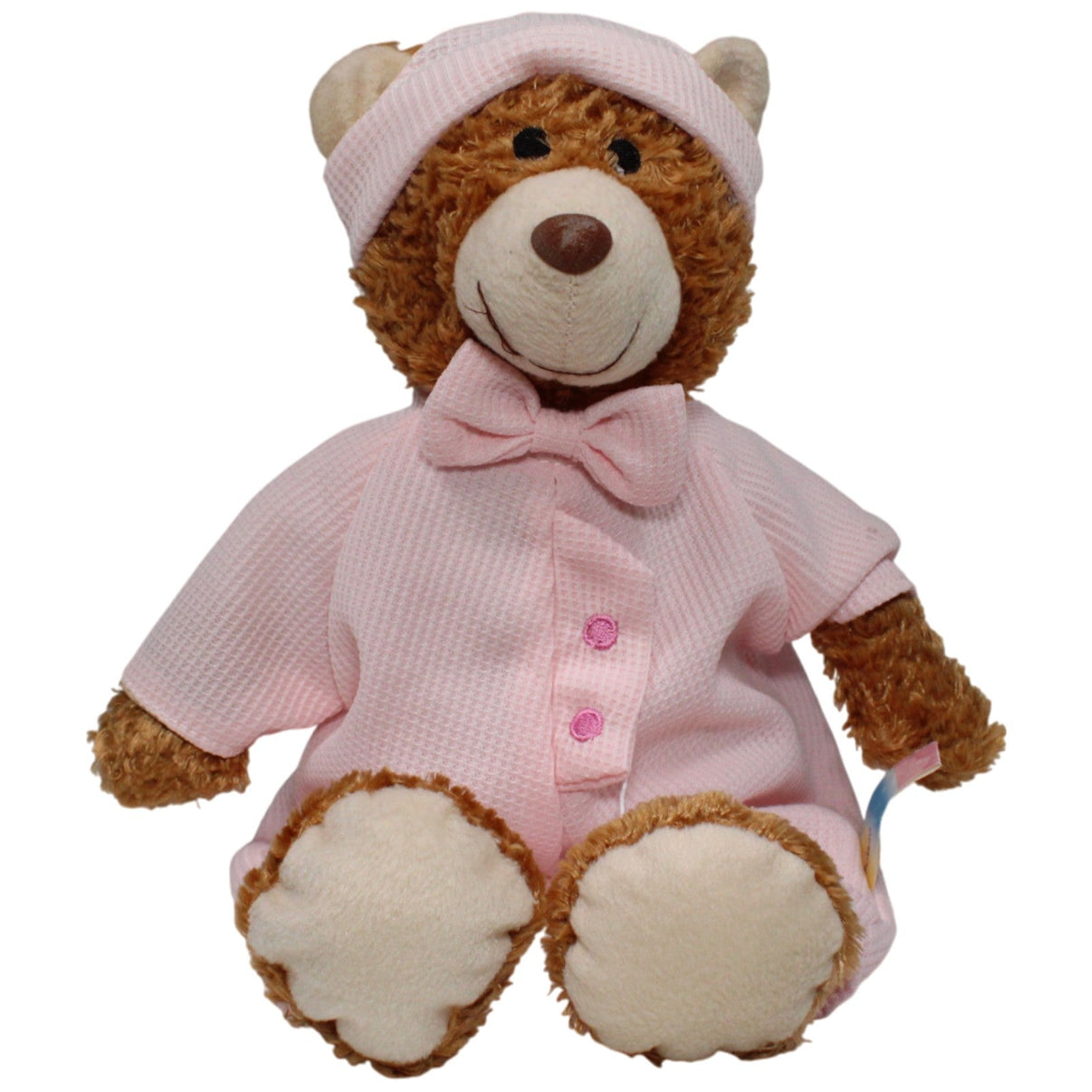 123000017633 TEDI Trendy Plüsch, Teddybär mit rosa Schlafanzug Kuscheltier Kumpel Leo 35cm Braun Gebraucht