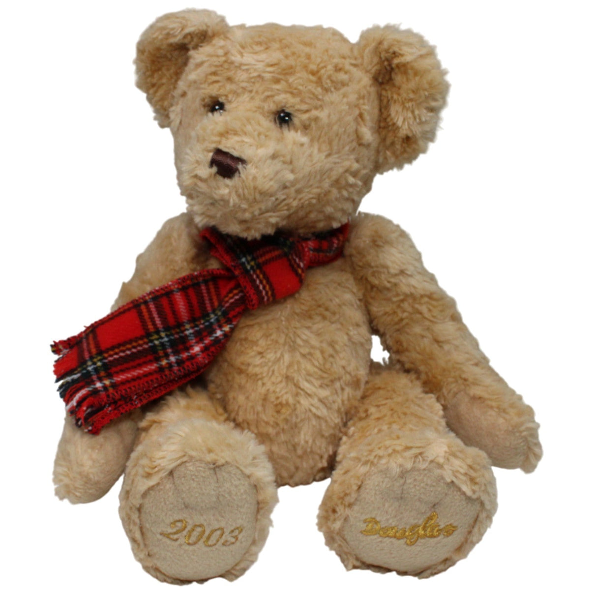 123000017834 Douglas Sitzender Teddybär mit Schal, 2003 Kuscheltier Kumpel Leo 30cm _Vintage_ Braun