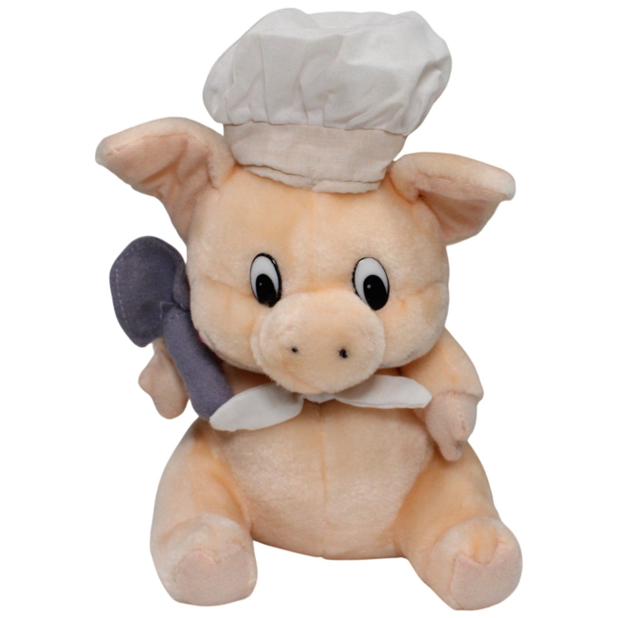 123000017919 Braun Schwein mit Kochmütze und Löffel, sitzend Kuscheltier Kumpel Leo 25cm _Vintage_ Beige