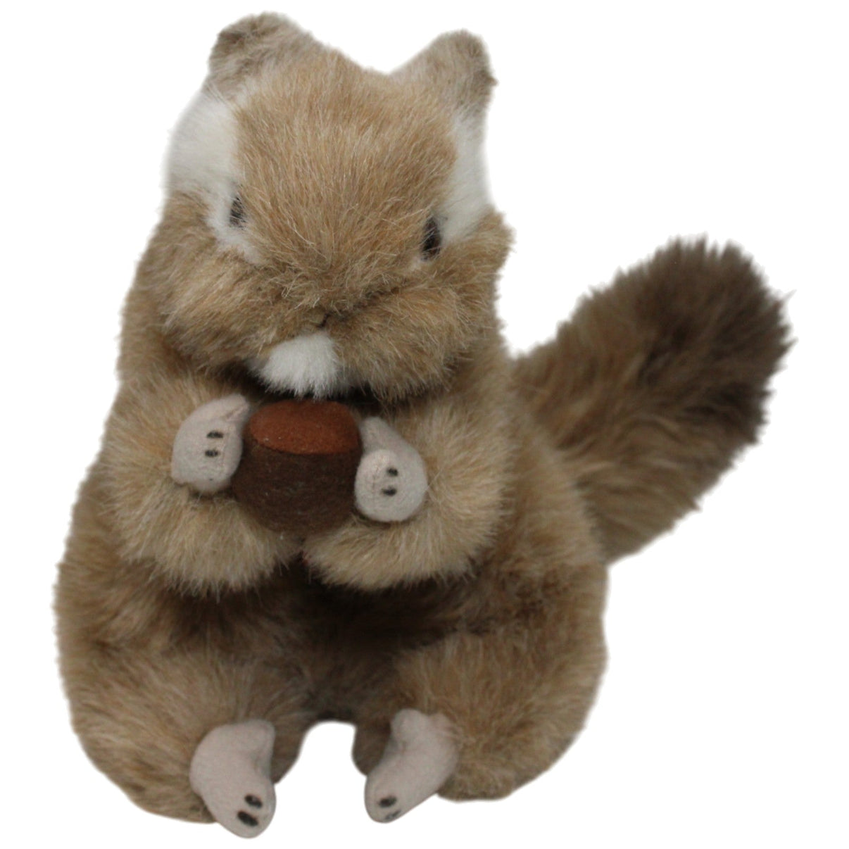 123000017982 Suzy Toys Hübsches Streifenhörnchen mit Nuss, stehend Kuscheltier Kumpel Leo 20cm _Vintage_ Braun