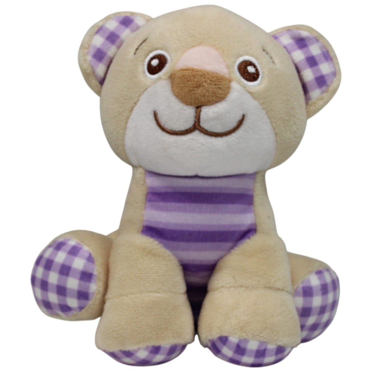 123000017983 ZD Trading Action, kleiner Bär mit lila Karomuster Kuscheltier Kumpel Leo 15cm Beige ebay - stofftiere