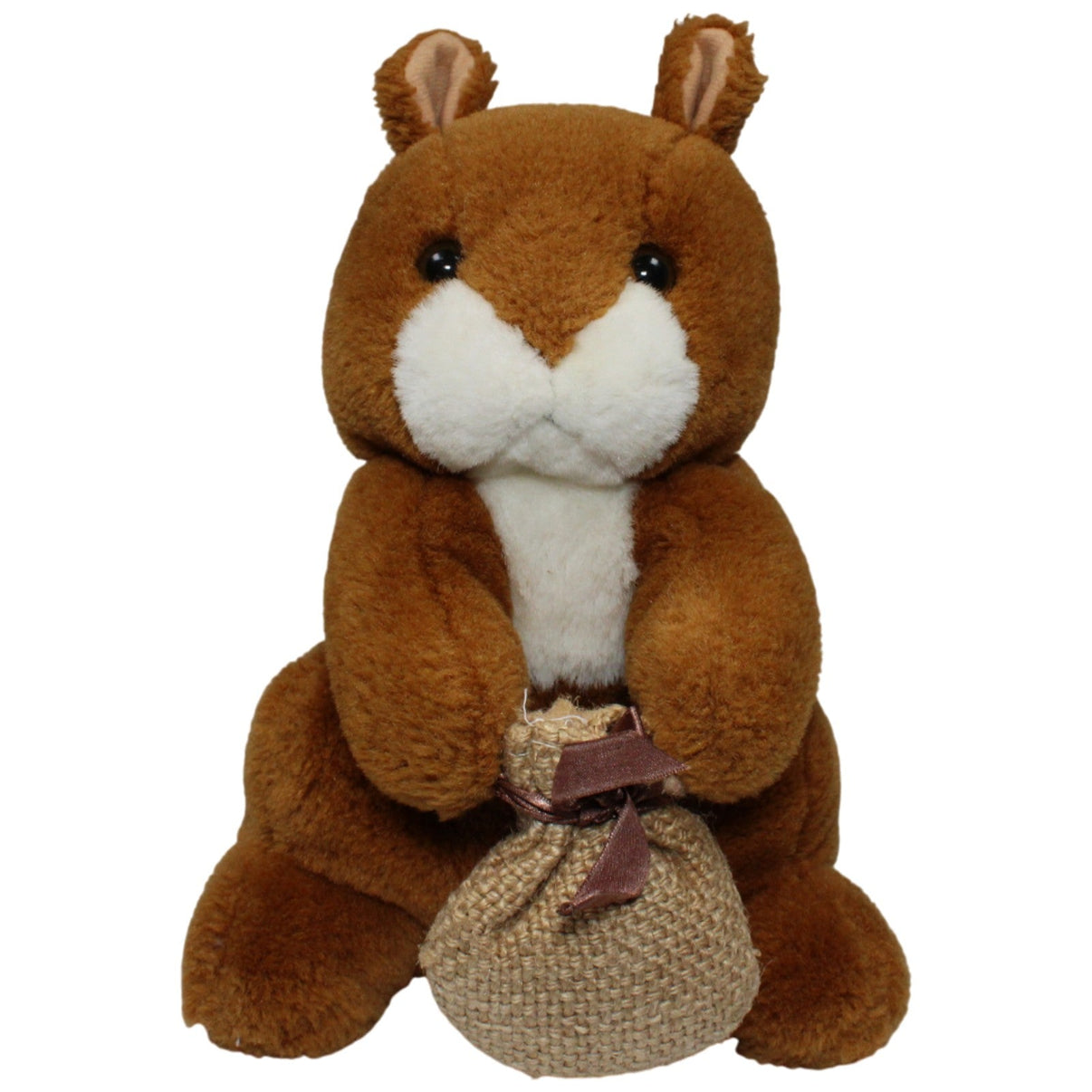 123000018056 W.H. Breimer Clown Toys, süßes Eichhörnchen mit kleinem Beutel Kuscheltier Kumpel Leo 25cm _Vintage_ Braun