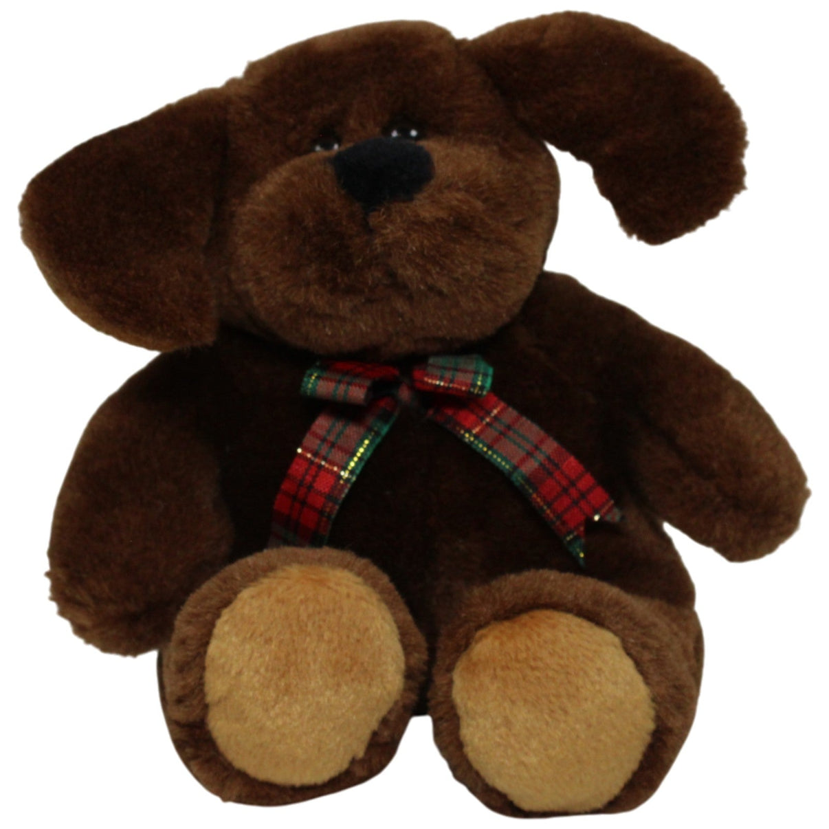 123000018099 PAN TOYS Sitzender süßer Hund mit Schleife Kuscheltier Kumpel Leo 15cm _Vintage_ Beige