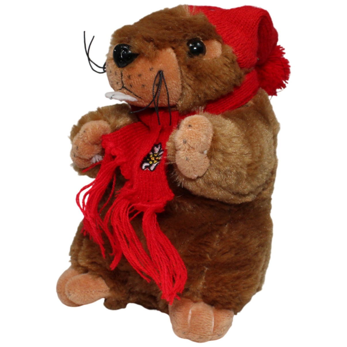 123000018168 ProWave Murmeltier mit roter Mütze und Schal, stehend Kuscheltier Kumpel Leo 20cm Braun ebay - stofftiere