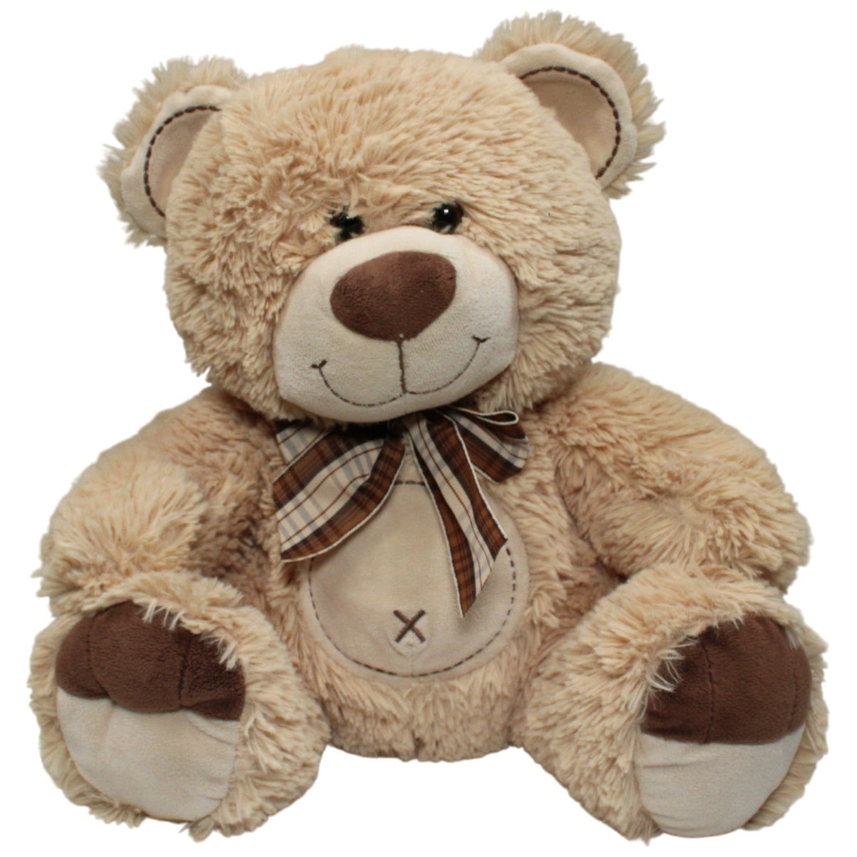 123000018170 Besttoy Großer sitzender Teddybär mit Schleife, hellbraun Kuscheltier Kumpel Leo 35cm Beige Braun