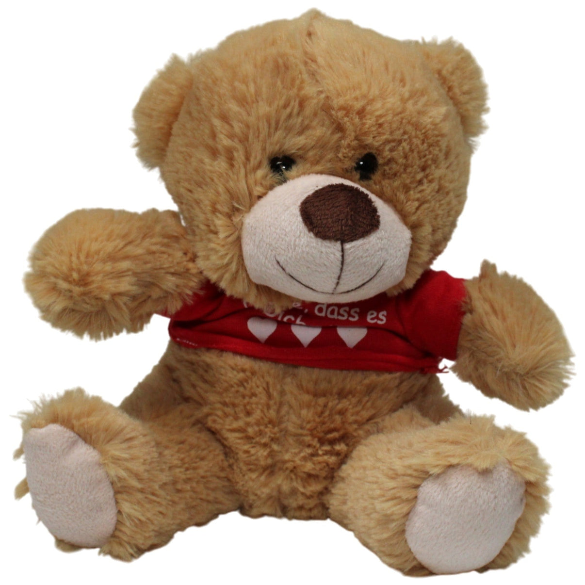 123000018306 TE - Importe Bär mit Shirt "Danke, dass es Dich gibt ❤❤❤" Kuscheltier Kumpel Leo 28cm Beige Braun