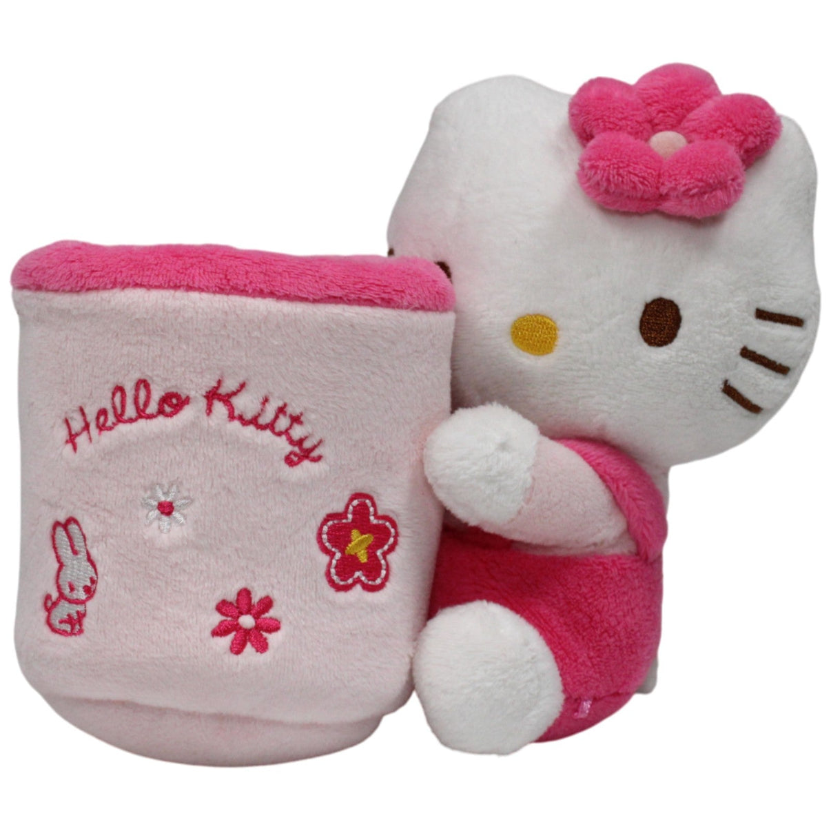123000018370 Sanrio Hello Kitty mit Stifte - Halter Plüschfigur Kumpel Leo 2008 20cm Becher