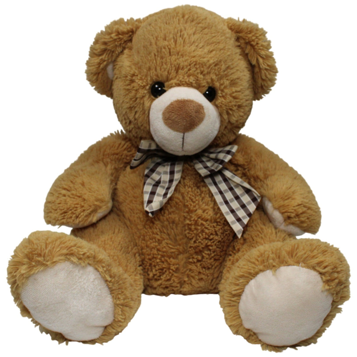 123000018389 Bob der Bär Teddybär mit karierter Schleife, XL Kuscheltier Kumpel Leo 50cm _GREEN WEEK_ Beige