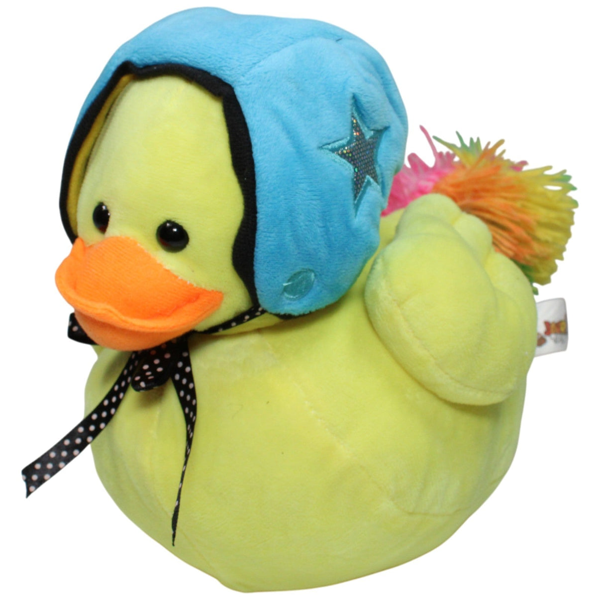 123000018406 Jafri Toys Badeente mit blauem Helm & buntem Schwanz, groß Kuscheltier Kumpel Leo 35cm _GREEN WEEK_ Blau