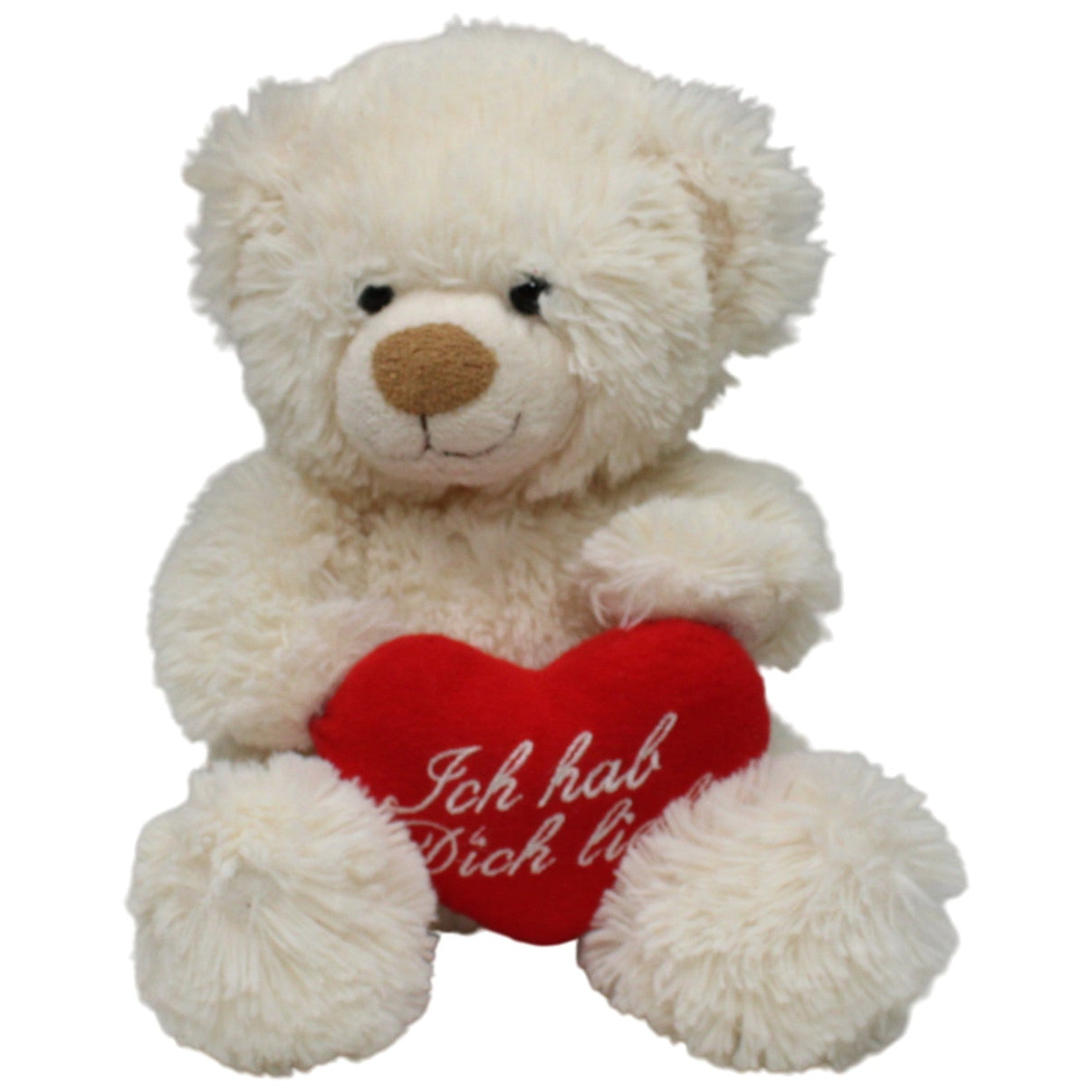 123000018434 Bob der Bär Zotteliger Teddybär mit Herz "Ich hab Dich lieb" Kuscheltier Kumpel Leo 27cm _GREEN WEEK_ Beige