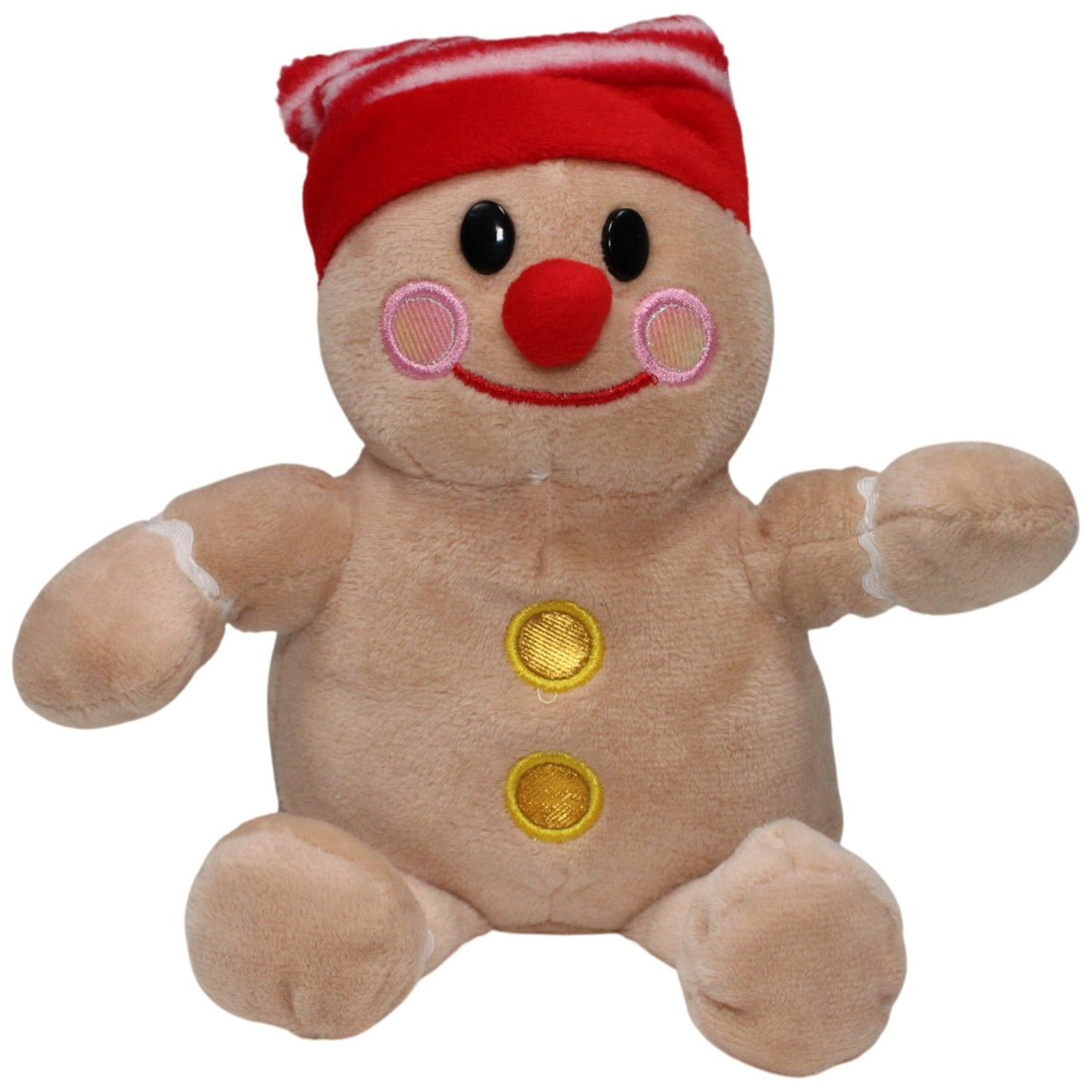 123000018444 Rakpol - Dystrybucja Lebkuchen - Männchen mit gestreifter Zipfelmütze Kuscheltier Kumpel Leo 25cm _GREEN WEEK_ Beige