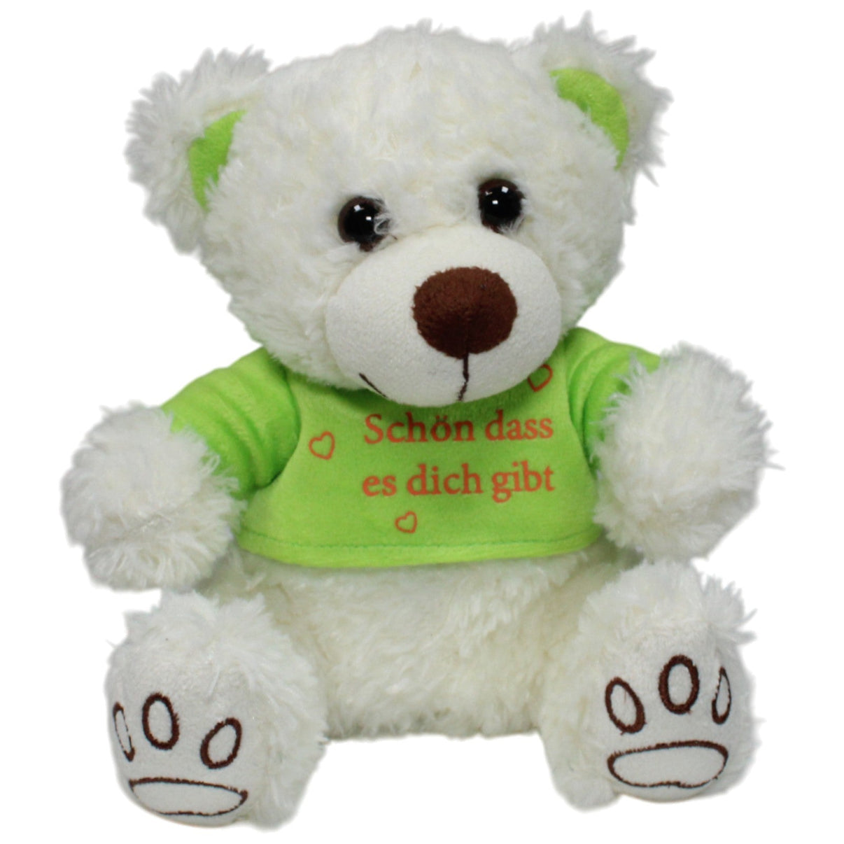123000018557 Sunkid Süßer weicher Teddy mit grünem Shirt "Schön, dass es dich gibt!" Kuscheltier Kumpel Leo 25cm _GREEN WEEK_ ebay - stofftiere