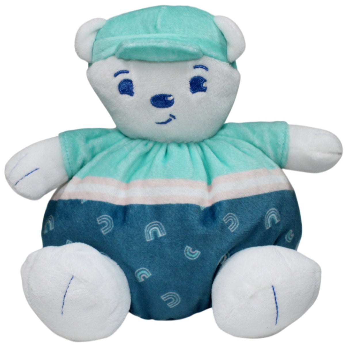 123000018572 Unbekannt Kuschliger runder Teddy mit Hut, weiß Kuscheltier Kumpel Leo 20cm _GREEN WEEK_ Blau