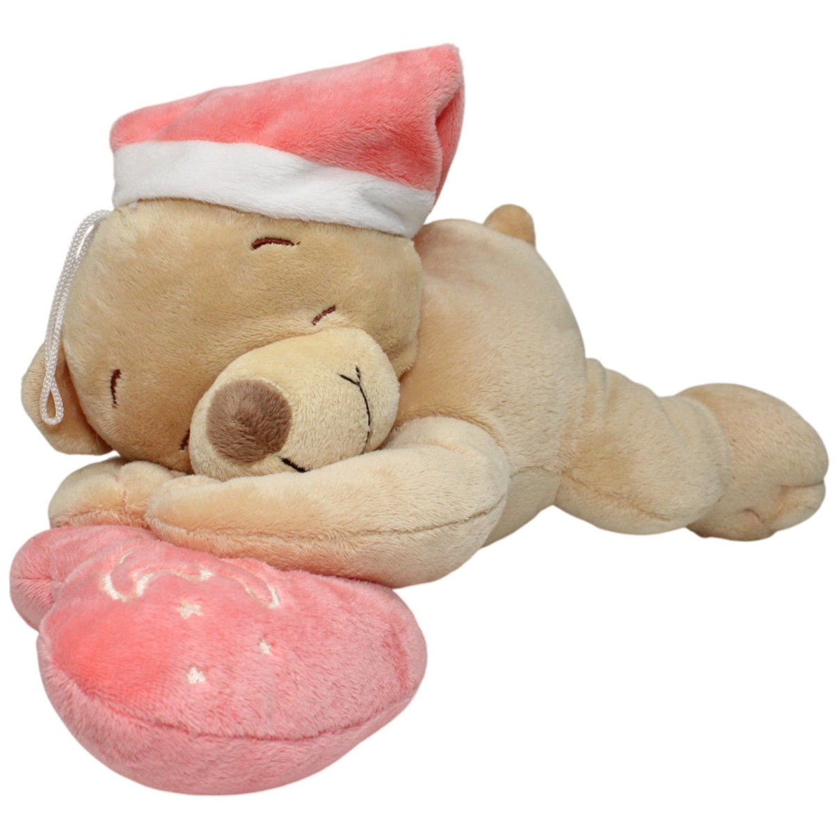 123000018635 Braun Plüschwaren Großer schlafender Teddybär mit Herz - Kissen Kuscheltier Kumpel Leo 35cm _GREEN WEEK_ Beige