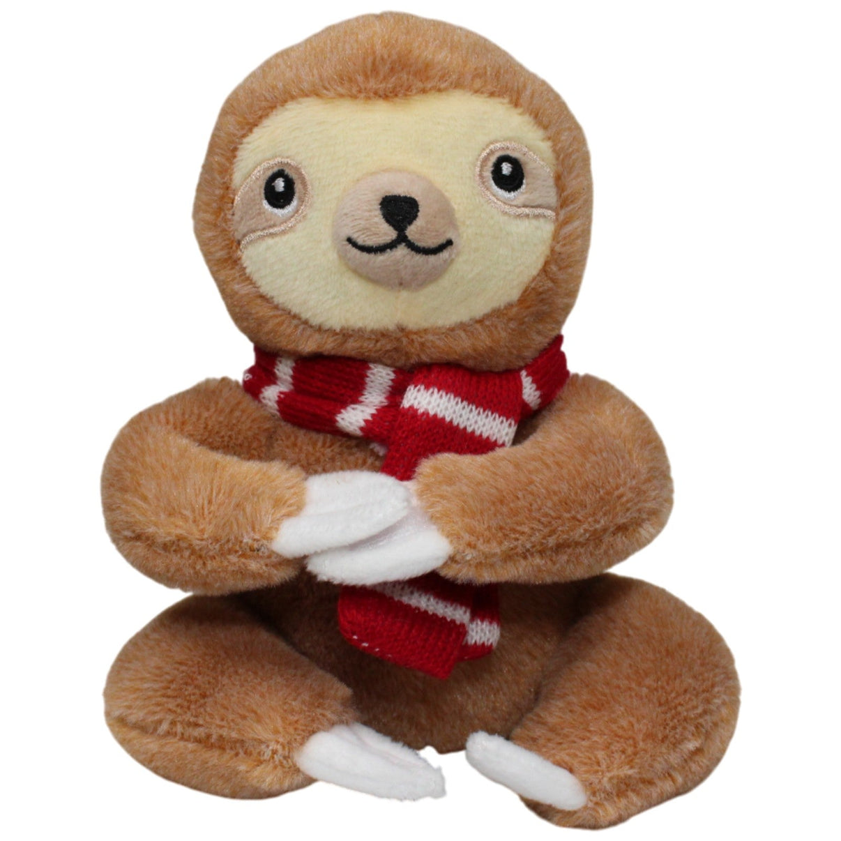 123000018705 Little Town Braunes Faultier mit Klett - Händen und Schal Kuscheltier Kumpel Leo 18cm Beige Braun