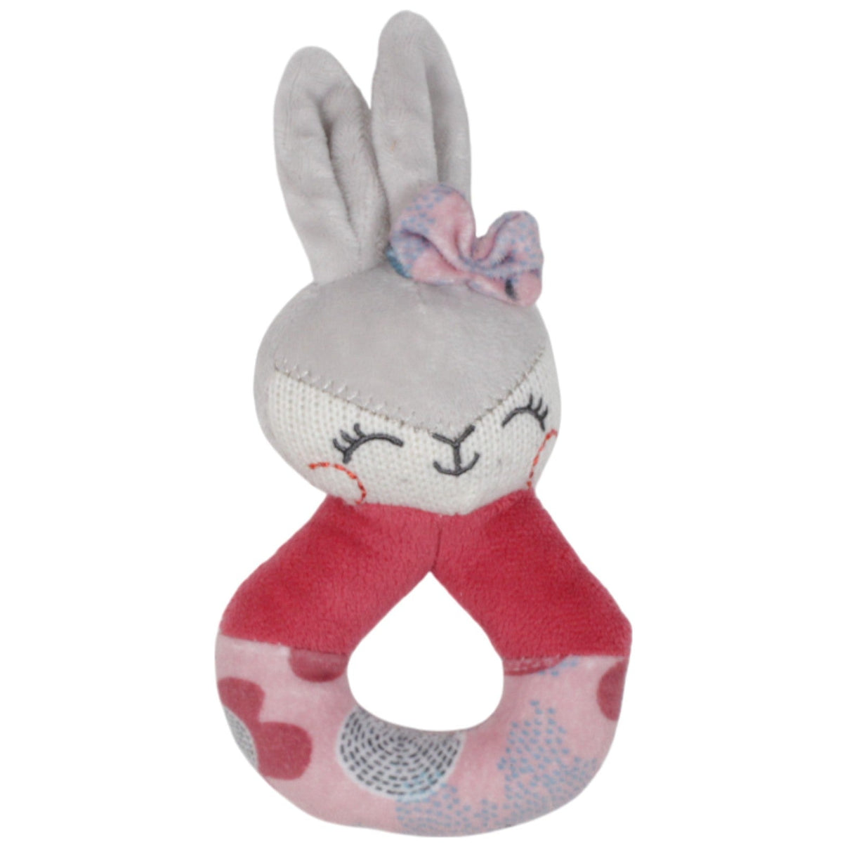 123000018756 Unbekannt Grauer Hase mit Schleife, rot - rosa Greifling mit Rassel Kumpel Leo 19cm ebay - baby - sonstiges Gebraucht