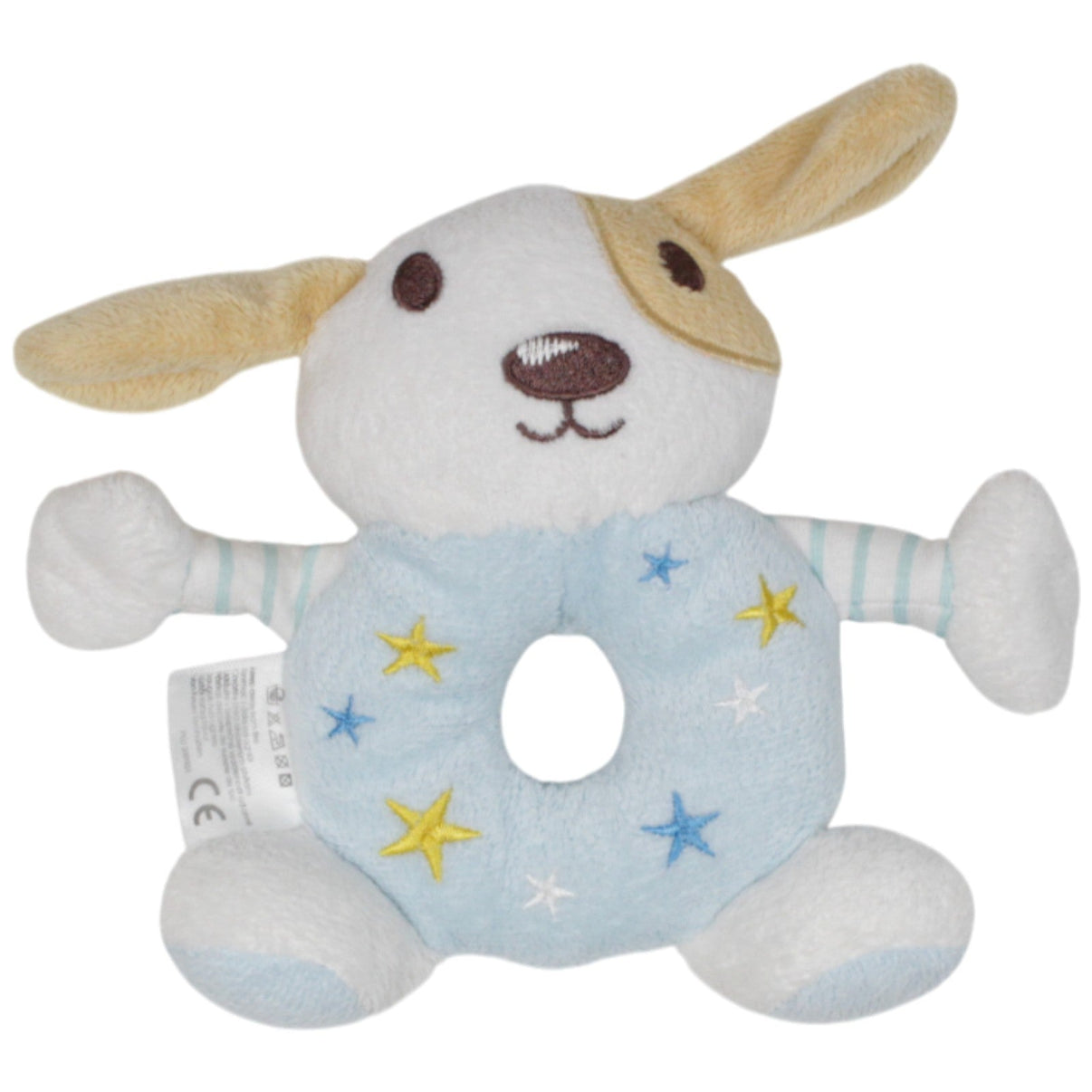 123000018766 Unbekannt Hund mit Sternen, blau Greifling mit Rassel Kumpel Leo 18cm Beige Blau