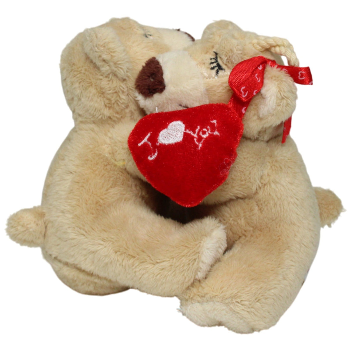 123000018894 Erfurth High Quality Toys Süße sich umarmende Bären mit Herz "I ♡ you" Kuscheltier Kumpel Leo 15cm Beige Braun